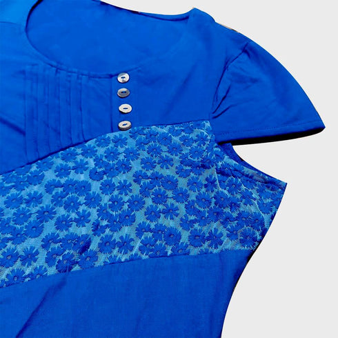 WOMEN INTRICATE PANELS JERSEY TOP